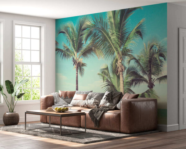 Palmbomen op een strand Fotobehang Palmbomen op een strand