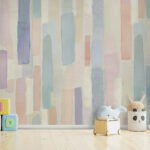 Fotobehang Pastel aquarel strepenpatroon.