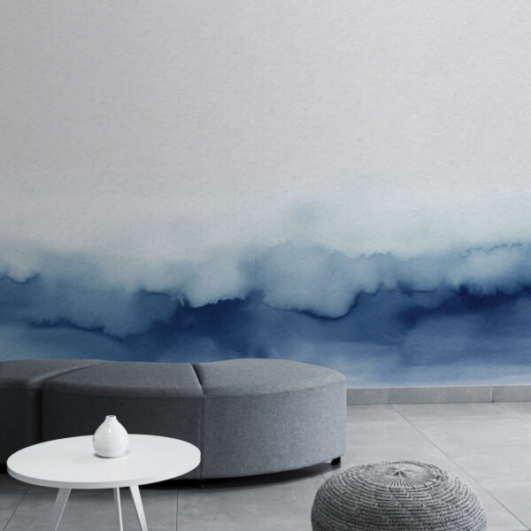 Blauw en wit aquarel Fotobehang Blauw en wit aquarel