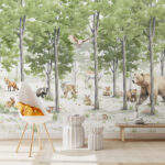 Fotobehang Groep dieren in een bos