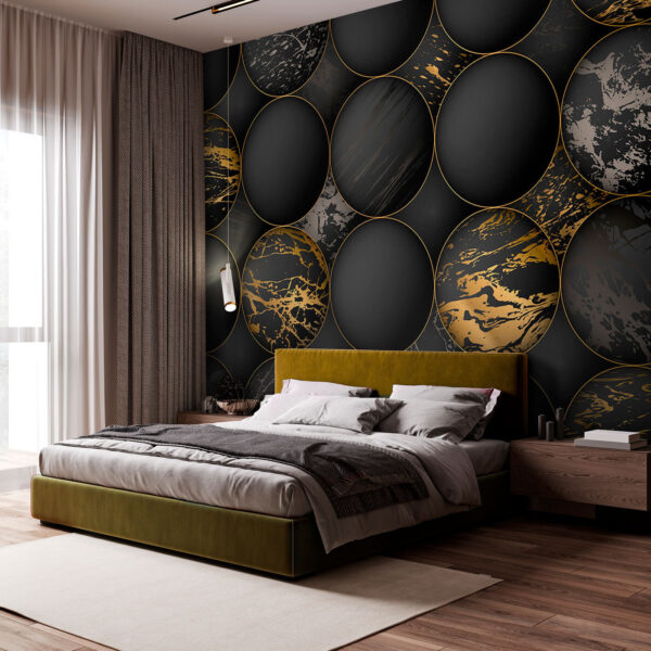 Fotobehang Zwarte bollen met metallic marmering (Artikelnummer: u97726) Fotobehang Fotobehang Zwarte bollen met metallic marmering (Artikelnummer: u97726)