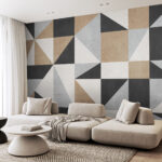 Fotobehang Geometrisch patroon met neutrale tinten.