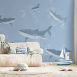 Fotobehang Walvis zwemmend in het water