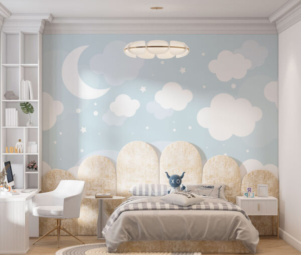 Fotobehang Maan en wolken aan de hemel