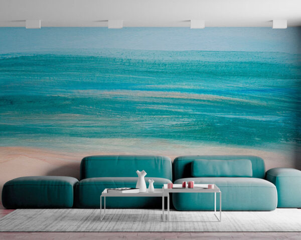 Serene penseelstreken verbeelden een rustige zee Fotobehang Serene penseelstreken verbeelden een rustige zee