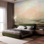 Fotobehang Abstract landschap met zachte pasteltinten.