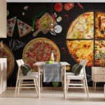 Fotobehang Heerlijke verscheidenheid aan pizza's