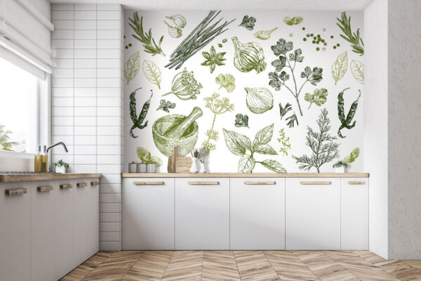 Kruiden en specerijen voor culinaire magie Fotobehang Kruiden en specerijen voor culinaire magie