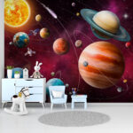 Fotobehang Blauwe planeet in de ruimte