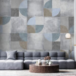 Fotobehang Geometrisch patroon met gedempte kleuren.
