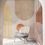 Fotobehang Abstract geometrisch patroon in aardetinten