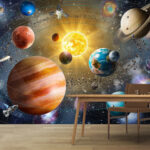 Fotobehang Planeet aarde en de maan