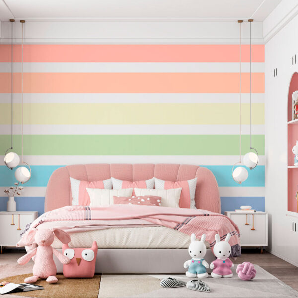 Pastelkleurige regenboogstrepen in harmonie Fotobehang Pastelkleurige regenboogstrepen in harmonie