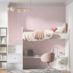 Fotobehang Roze en wit gestreept patroon