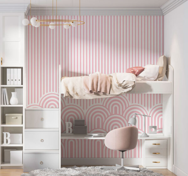 Roze en wit gestreept patroon Fotobehang Roze en wit gestreept patroon