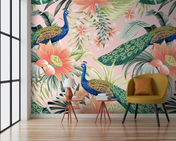 Kleurrijke vogel met veren Fotobehang Kleurrijke vogel met veren