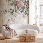 Fotobehang Pastel bloemenpatroon, elegant ontwerp