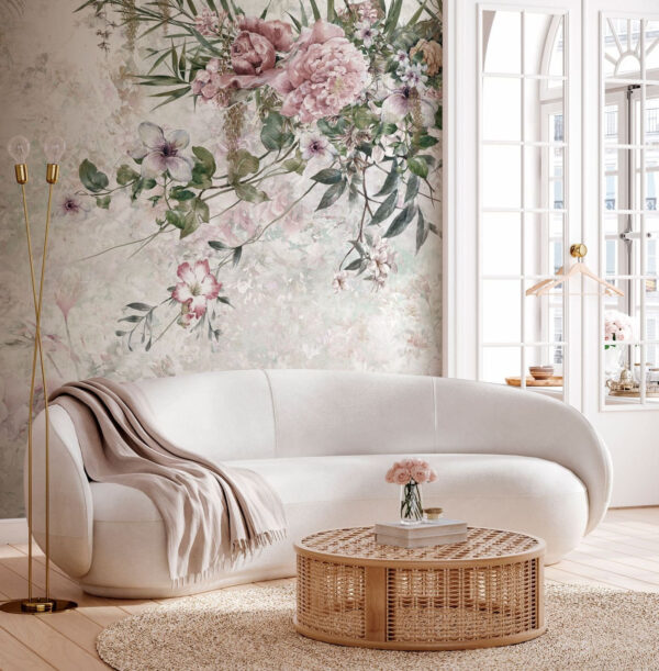 Pastel bloemenpatroon, elegant ontwerp Fotobehang Pastel bloemenpatroon, elegant ontwerp