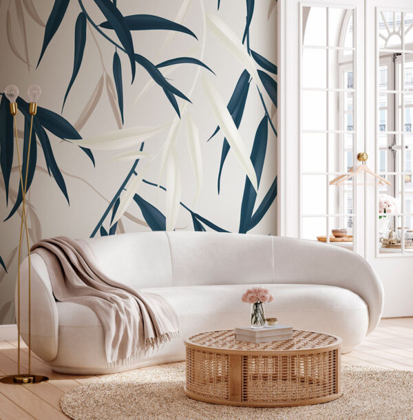 Fotobehang Bladeren die een subtiel abstract patroon creëren