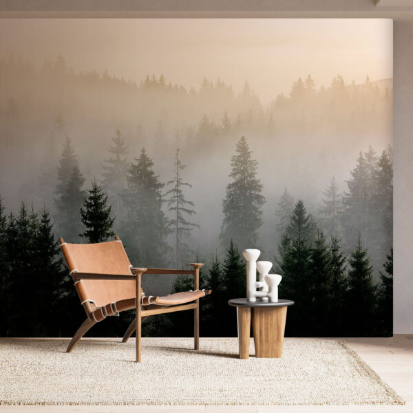 Fotobehang Fotobehang Groep bomen in de mist (Artikelnummer: u96999)