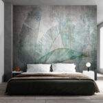 Fotobehang Vintage bladeren met geometrisch patroon.