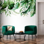 Fotobehang Weelderige groene bladeren illustratie.
