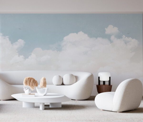 Witte wolk in de lucht Fotobehang Witte wolk in de lucht
