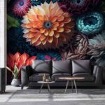 Fotobehang Kleurrijke bloemen bloeien met elegantie