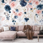 Fotobehang Florale elegantie met zachte pasteltinten.