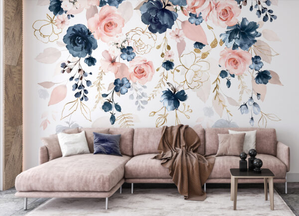 Florale elegantie met zachte pasteltinten Fotobehang Florale elegantie met zachte pasteltinten