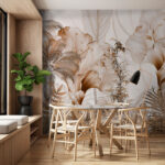 Fotobehang Tropisch gebladerte in sepiatinten