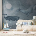 Fotobehang Walvis zwemmend in het water