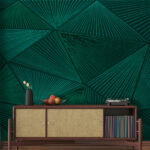 Fotobehang Groen mozaïek met geometrische patronen.