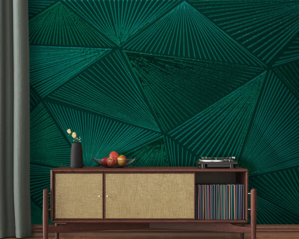 Groen mozaïek met geometrische patronen Fotobehang Groen mozaïek met geometrische patronen