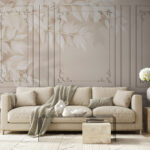 Fotobehang Witte deur met zwarte rand