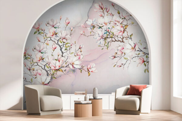 Delicate bloesems aan takken Fotobehang Delicate bloesems aan takken