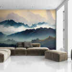 Fotobehang Bergketen met wolken