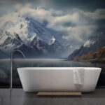 Fotobehang Waterlichaam met wolken