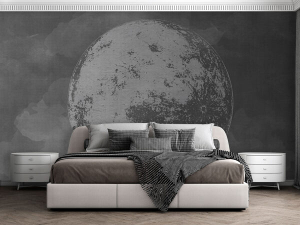 Gestructureerde maan met bewolkte achtergrond Fotobehang Gestructureerde maan met bewolkte achtergrond