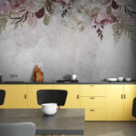 Fotobehang Florale elegantie op gestructureerde achtergrond.