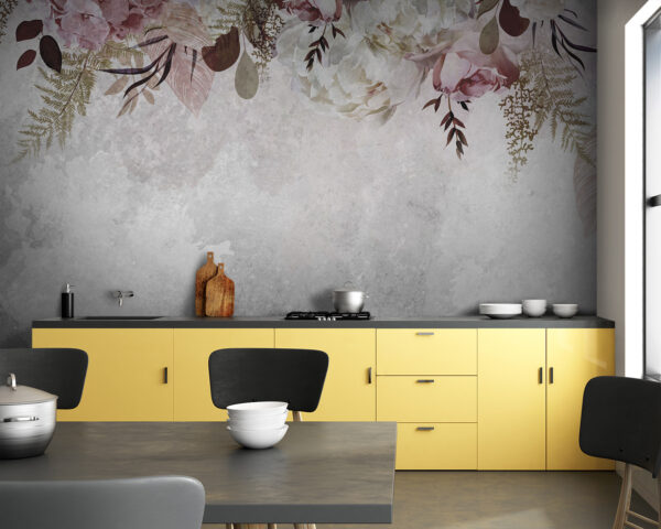 Florale elegantie op gestructureerde achtergrond Fotobehang Florale elegantie op gestructureerde achtergrond
