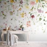 Fotobehang Aquarel bloemen met delicate elegantie.
