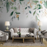 Fotobehang Elegant gebladerte met delicate accenten.
