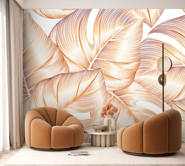 Elegant ontwerp met tropisch bladmotief Fotobehang Elegant ontwerp met tropisch bladmotief