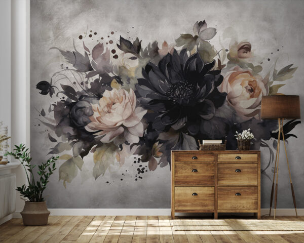 Vintage bloemenschilderij in gedempte tinten Fotobehang Vintage bloemenschilderij in gedempte tinten