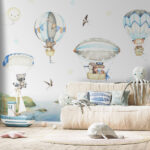 Fotobehang Teddybeer in een heteluchtballon