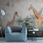 Fotobehang Giraffe voor bladeren