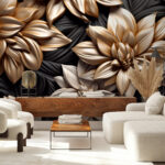 Fotobehang Elegant metallic bloemmotief