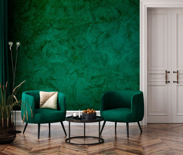 Groene muur met zwarte strepen Fotobehang Groene muur met zwarte strepen