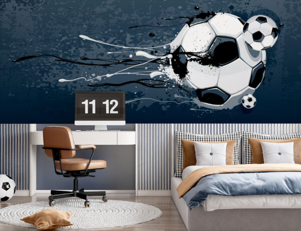 Voetbal komt in actie Fotobehang Voetbal komt in actie
